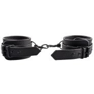 Bondara Inmate Black Matte Faux Leather Ankle Cuffs