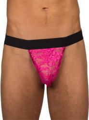 Bondara Man Cheeky Exposure Pink Lace Jock Strap